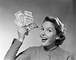 846-02797472
© ClassicStock / Masterfile
Model Release: Yes
Property Release: No
1950s PORTRAIT OF WOMAN HOLDING UP MONEY WITH EXAGGERATED SMILE